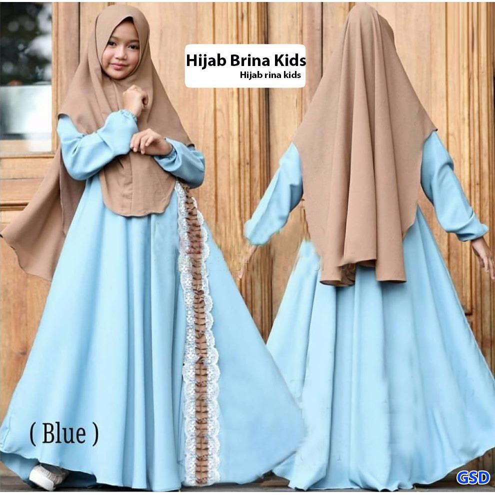 Wow keren - Busana muslim anak / gamis anak / maxi anak muslim / muslim anak anak / baju anak / dress anak / Set Brina.
