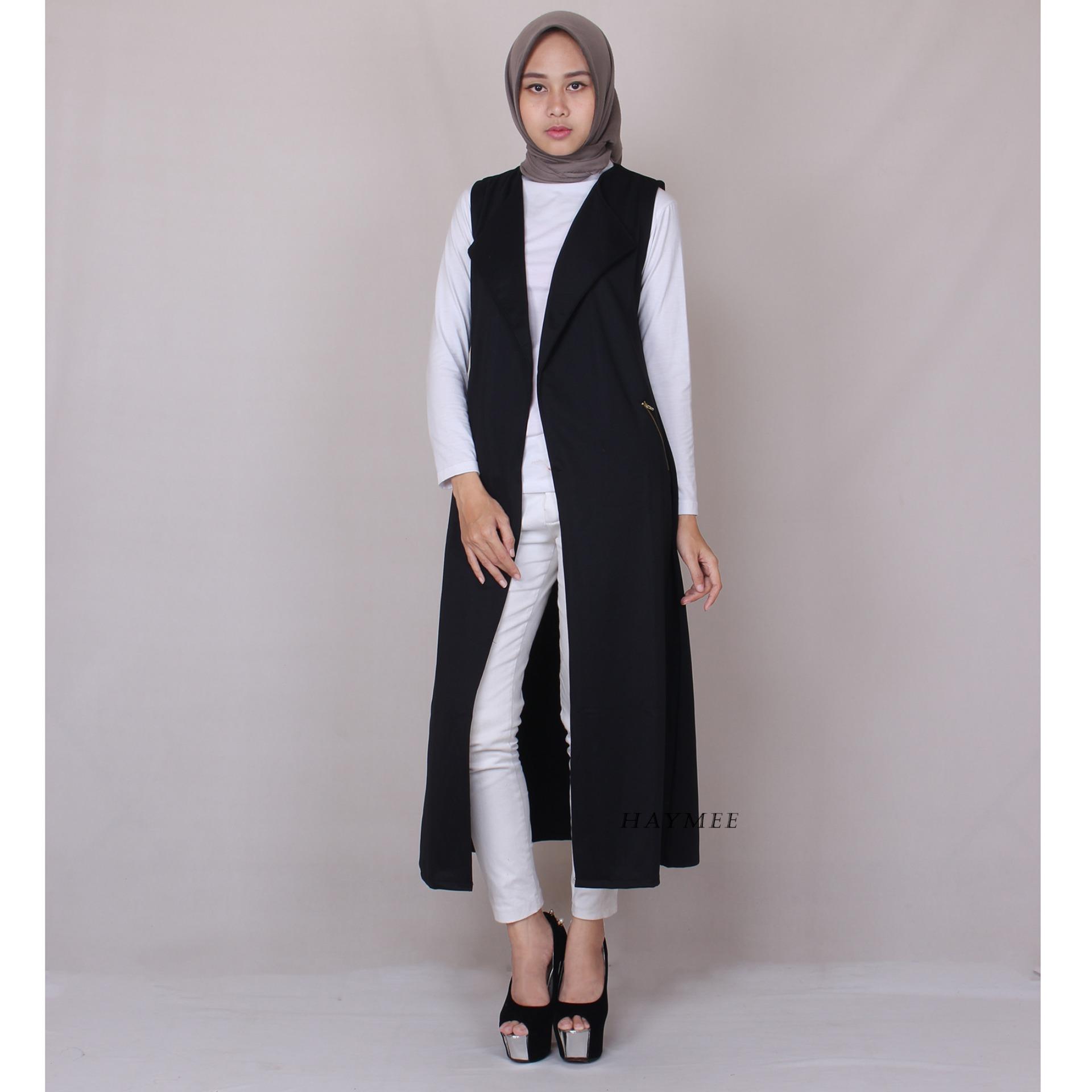 HaymeeStore Outer Panjang Wanita Atasan Cardigan Cewek Blazzer Kantor Baju Kerja Cewe Jas Formal Casual Slaveless Long Dress