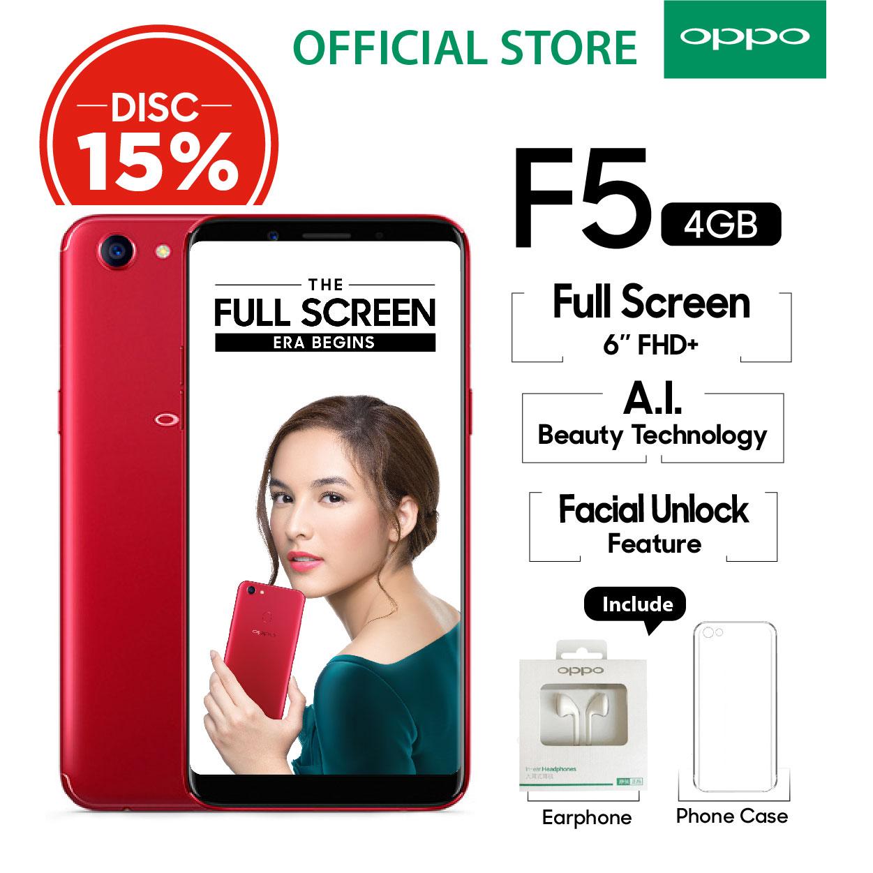 Oppo F5 4GB/32GB Red – Smartphone Full Screen 6” FHD+ (Garansi Resmi Oppo Indonesia, Cicilan Tanpa Kartu Kredit, Gratis Ongkir)