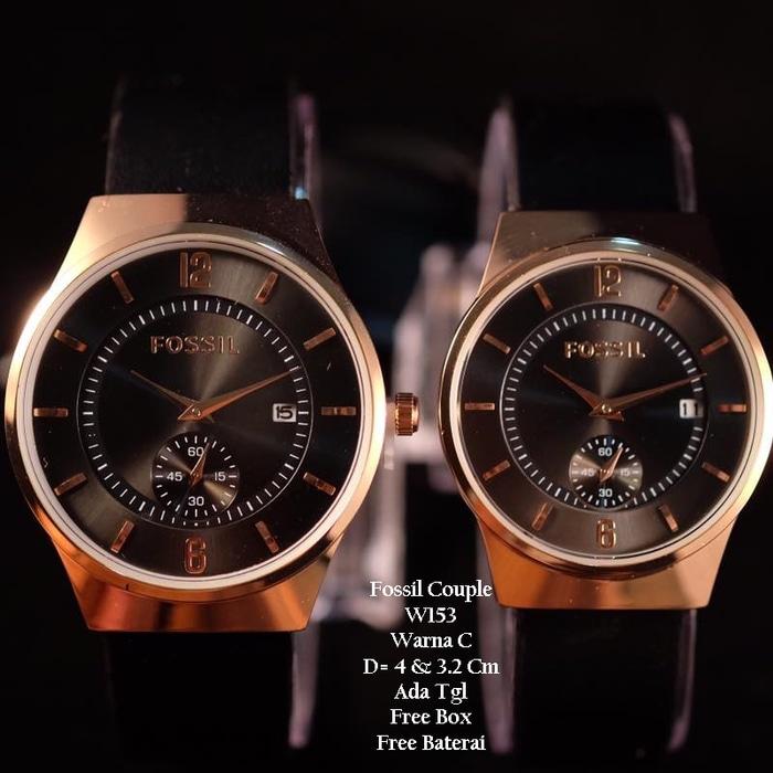 Jam Tangan Pasangan / Couple Murah Fossil Debara Black Ring Rose Color
