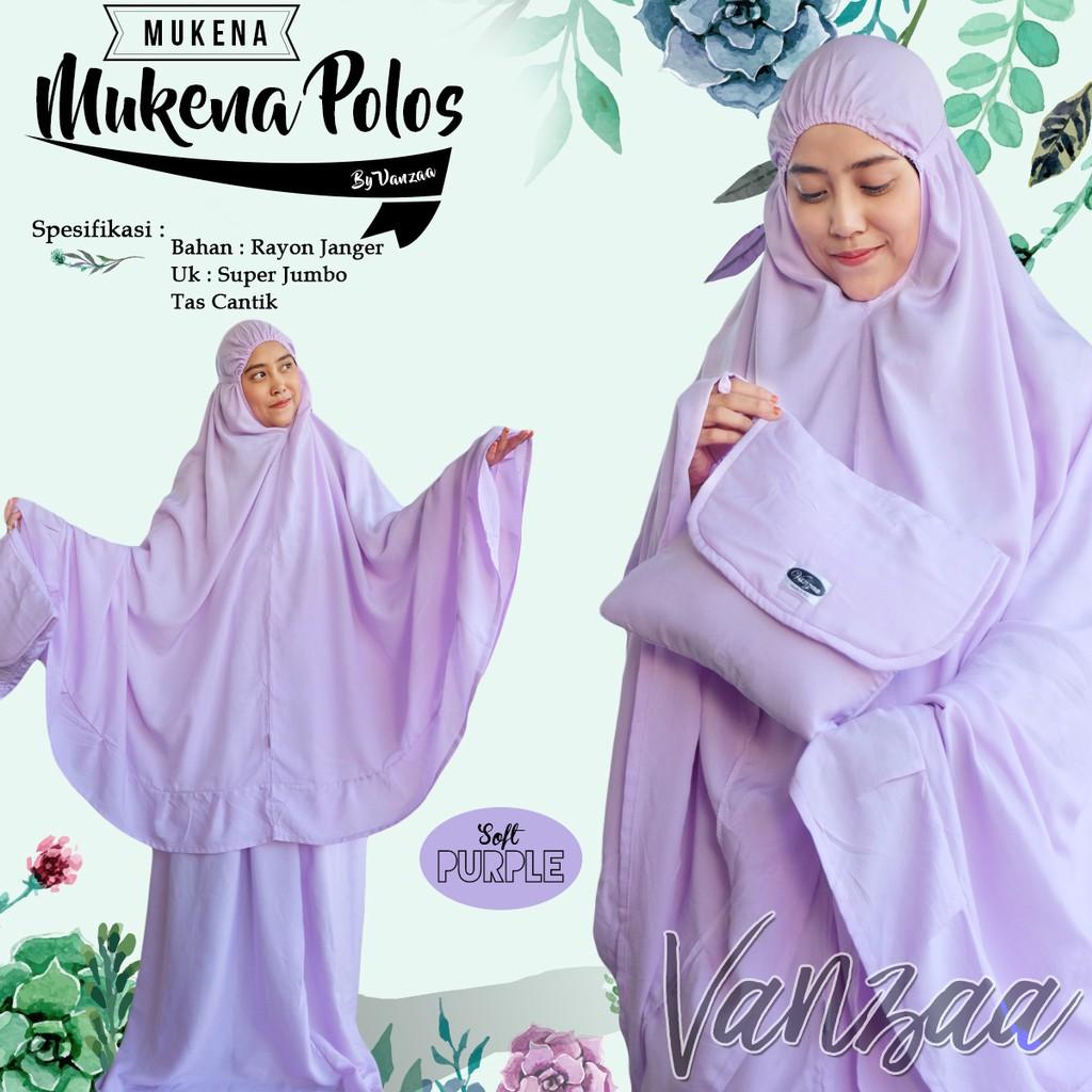 Mukena Polos SOFT PURPLE Mukenah Polosan Renda Vanzaa Jannah Najwa Dezaya BAli