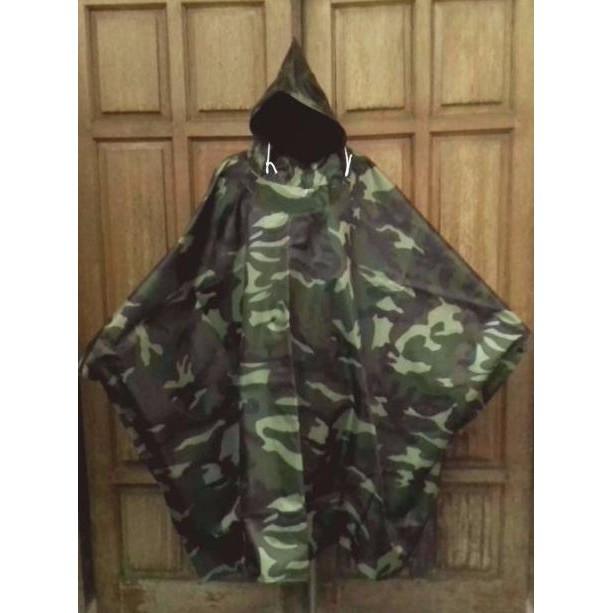 Jas Hujan Motor Jubah Ponco / Pocho Loreng Army Tentara - Dkfuhsw