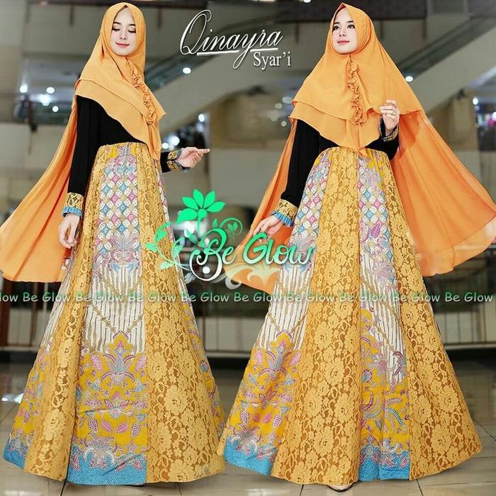Gamis Pesta Syari Brokat Batik QINAYRA By Be Glow Original Branded