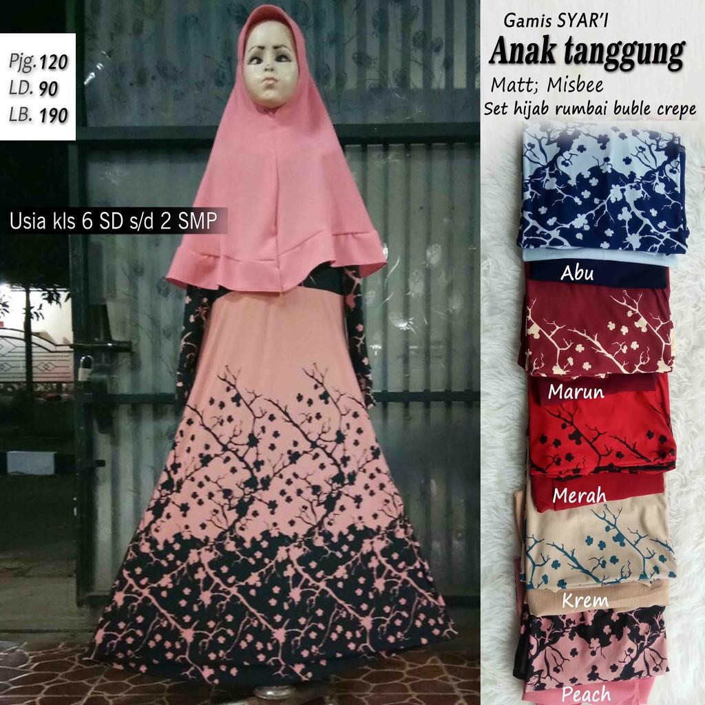Gamis Syari anak tanggung kain misbi Merah