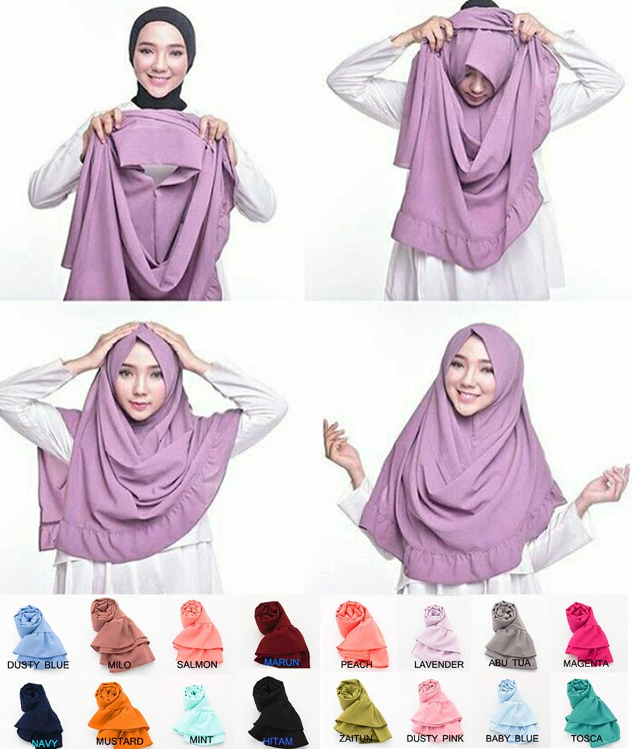 Pashmina Instan Rempel Mecca - Hijab Instan Rempel - Jilbab Kerudung Instan Berkualitas