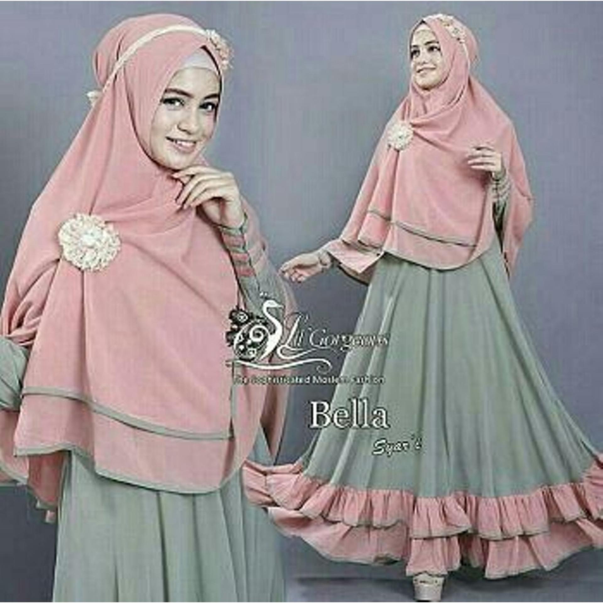 BELLA Dress Gamis MUSLIM WANITA MUSLIMIN SYARII DRESS LEBARAN NAIK HAJI