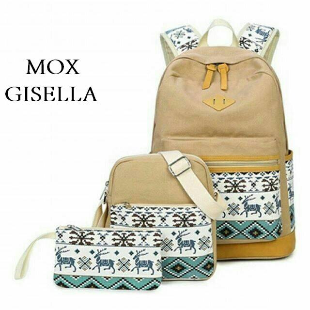 Jual PUSAT GROSIR Tas Ransel Sekolah Anak SD Batik Gisel 3in1 Murah Coklat Promo