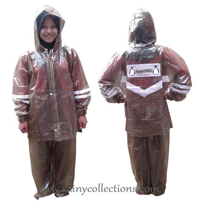 Jas Hujan Setelan Transparan Blueberry Penguin - Mjg