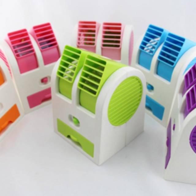 Portable Mini Fan Double Blower /Ac duduk mini