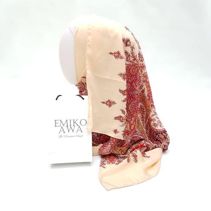 Pashmina Motif BatikCream / Emikoawa / Satin / Berkuali