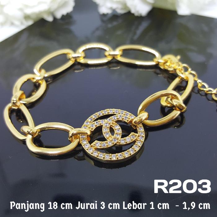 R203 Gelang Chanel Berlian Permata Perhiasan Imitasi Xuping Lapis Emas