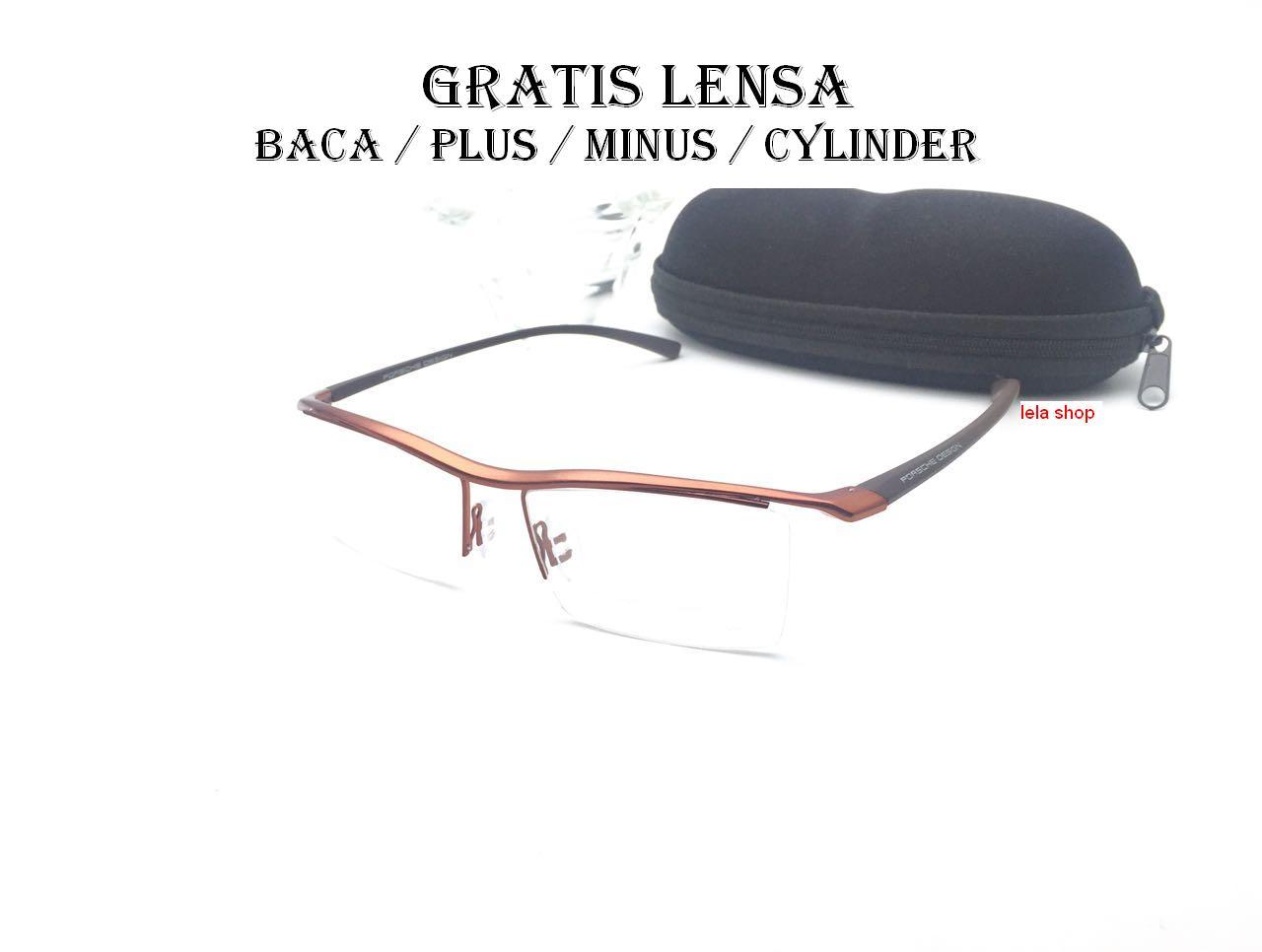 Frame Kacamata PO Titanium + Gratis lensa anti Radiasi Plus/Minus/Cylinder
