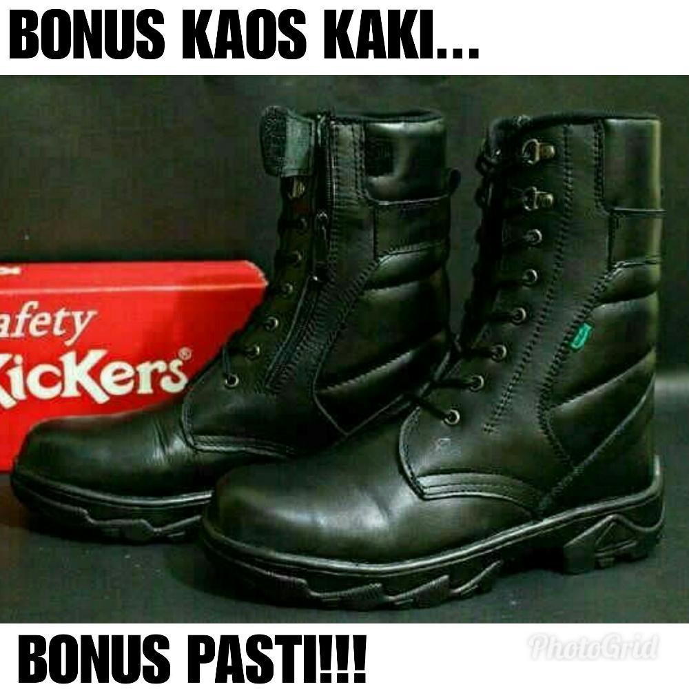 Promo Sepatu Safety boot Kickers PDL kulit sapi asli Pull up (Ujung besi) Fashion