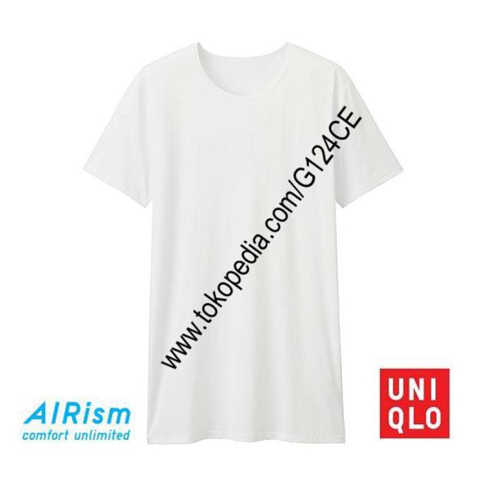 KAOS DALAM PRIA AIRISM UNIQLO T-SHIRT CREW NECK 162849 PUTIH WHITE - ZI9JQT
