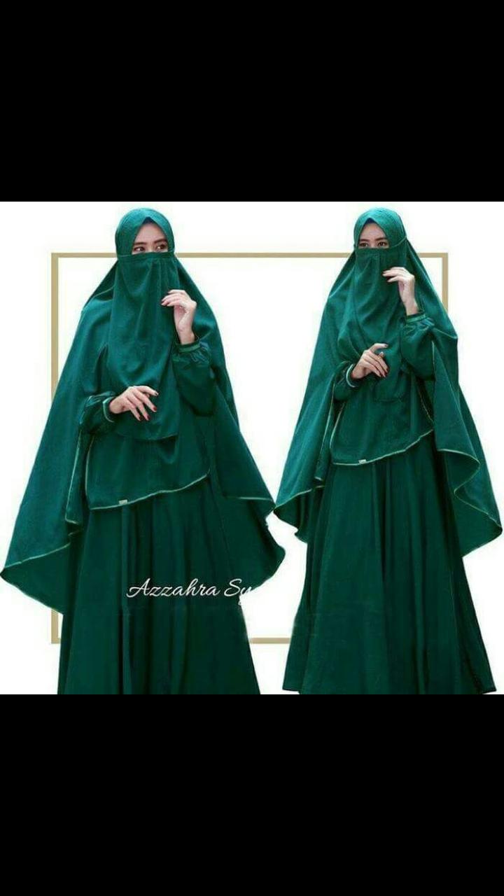 Butik Aisyah Dress Gaun Gamis Syari Az Zahra dengan Cadar Bahan Premium Wolfice
