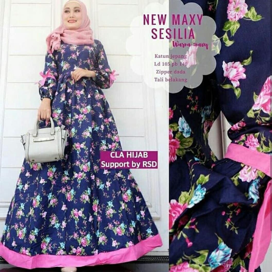 Baju Muslim Gamis Sesilia Maxi Dress Katun Jepang