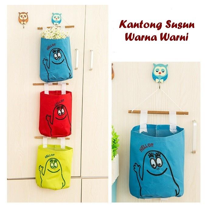 PROMO Kantong Susun Warna Warni, dilengkapi tali + kayu, bisa sambung menyambung, unik loh TERLARIS