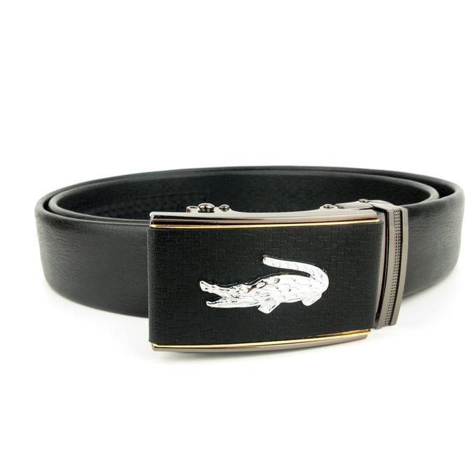 Ikat Pinggang Pria Kulit Asli Branded Import Crocodile 366 Black - Djfpwjg