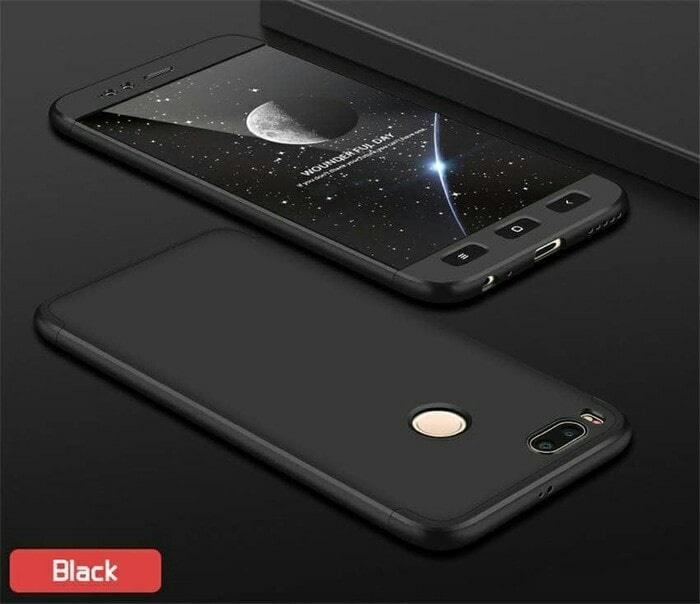 Paket Case Xiaomi Mi 5X 360 Degree+Anti Gores Biasa FULL BLACK-HITAM