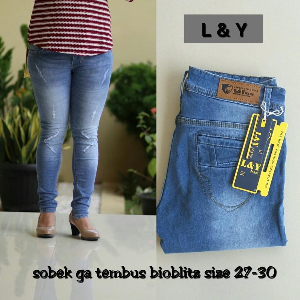 GA CELANA JEANS CEWE SKINY PREMIUM MOTIF SOBEK GA TEMBUS BIOBLITH KEREN