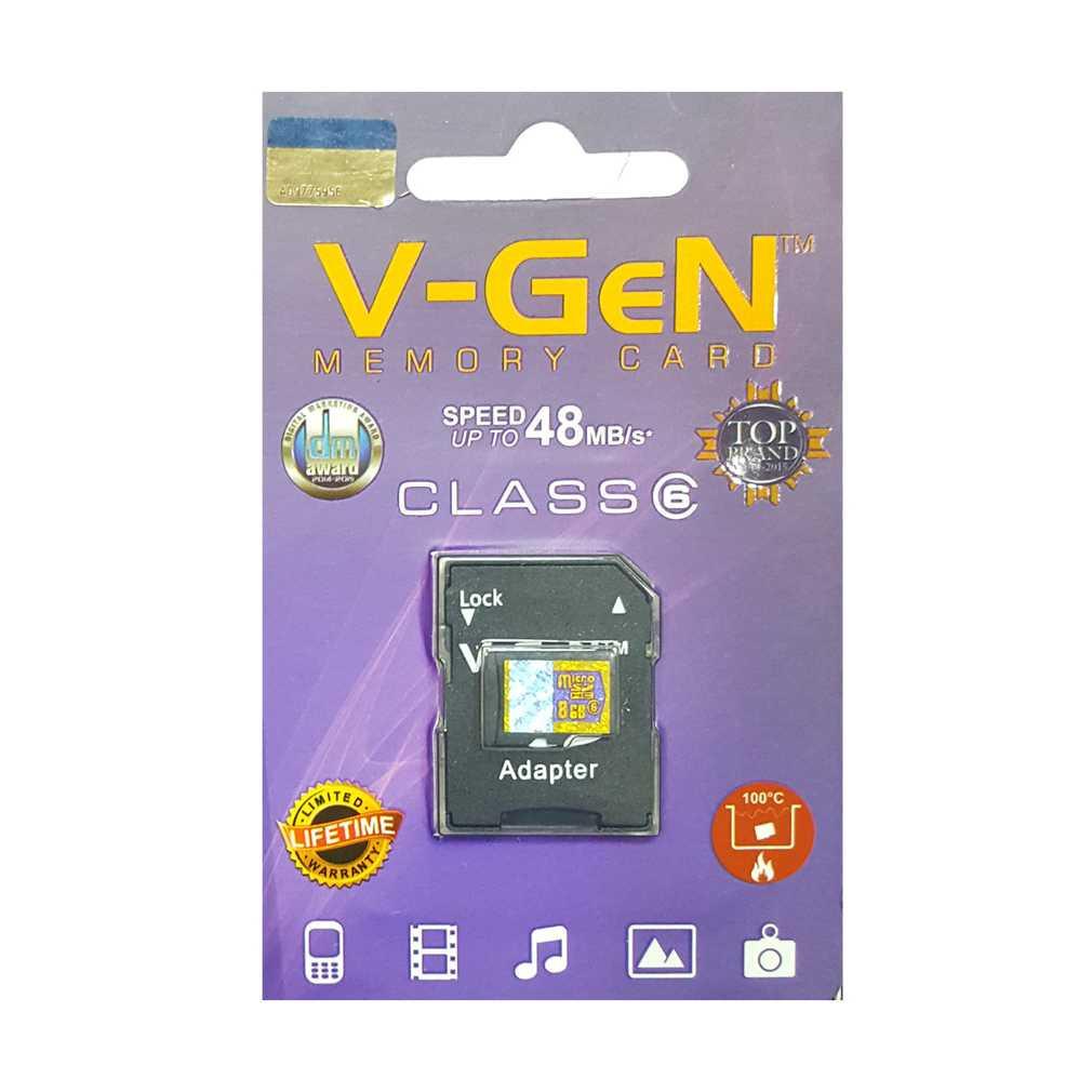 MicroSD V-GeN 8GB Class 6 48MB/S + Adapter (Memory HP VGEN) | Penyimpanan
