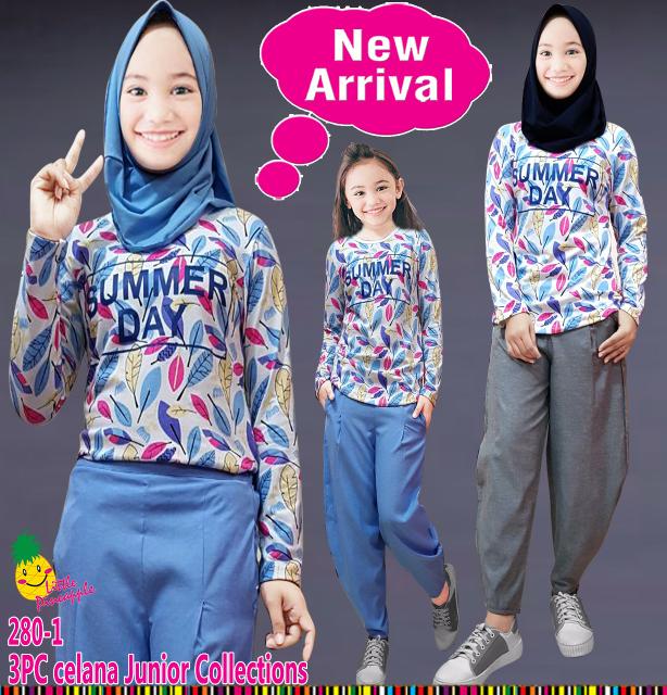 (7-12th) Baju Muslim Anak Perempuan LP Daun Summer Day Celana Jogger
