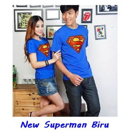 KaosCouple Kaos Couple Simple Baju Pasangan Terbaru New Superman Biru
