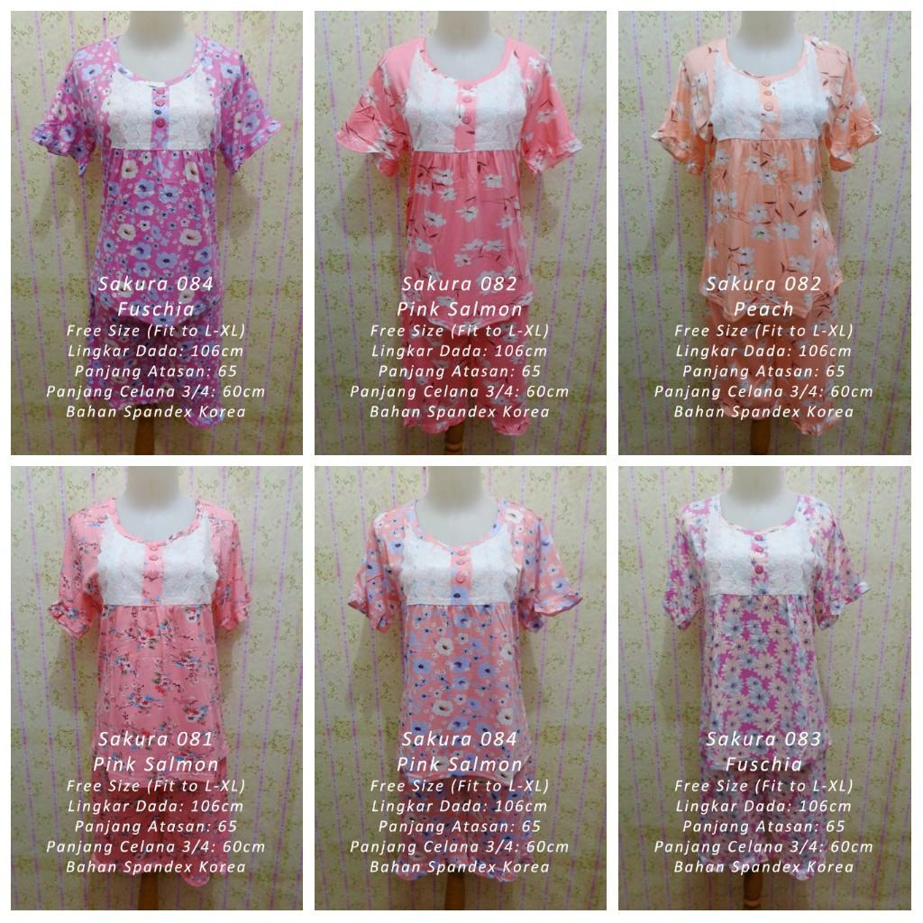 Piyama Stelan Celana 3/4 Baju Tidur Kancing Pakaian Wanita Dewasa Murah Grosir