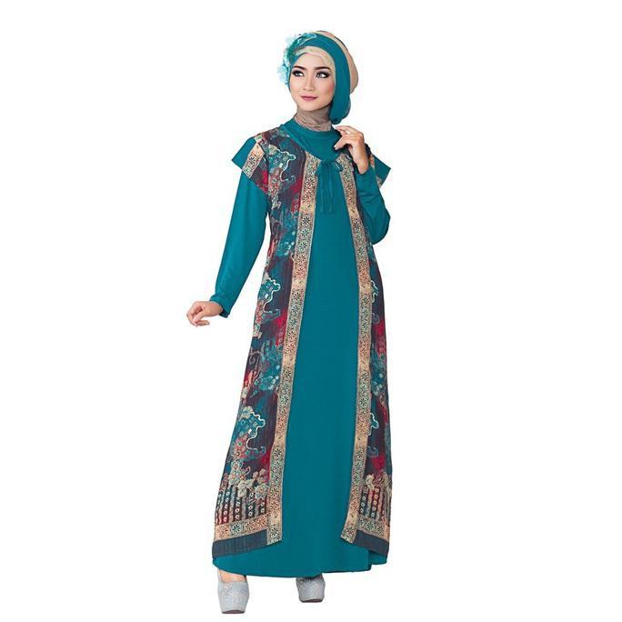 GAMIS / MUSLIM WANITA SIFON JERSEY INFICLO SHJ 888 BIRU TOSCA BATIK KDLGFHJAS
