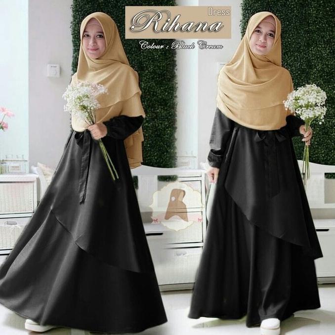 SET HIJAB SYARI GAMIS DRESS MAXI PLUS BERGO RIHANA PUTRI DUA WARNA FXNAJ12