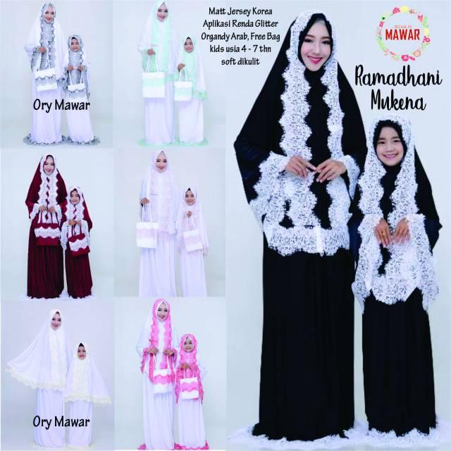Ramadhani Mukena Mom And Kids Terkini Cp Hitam list Putih