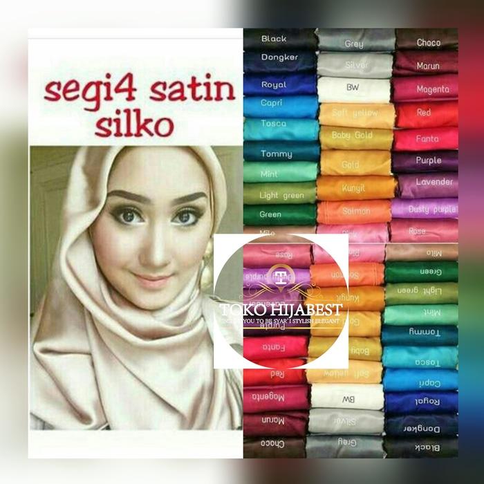 jilbab Satin / saten segi empat 4 eksklusif hijab kerudung Khimar - Hijau Tosca