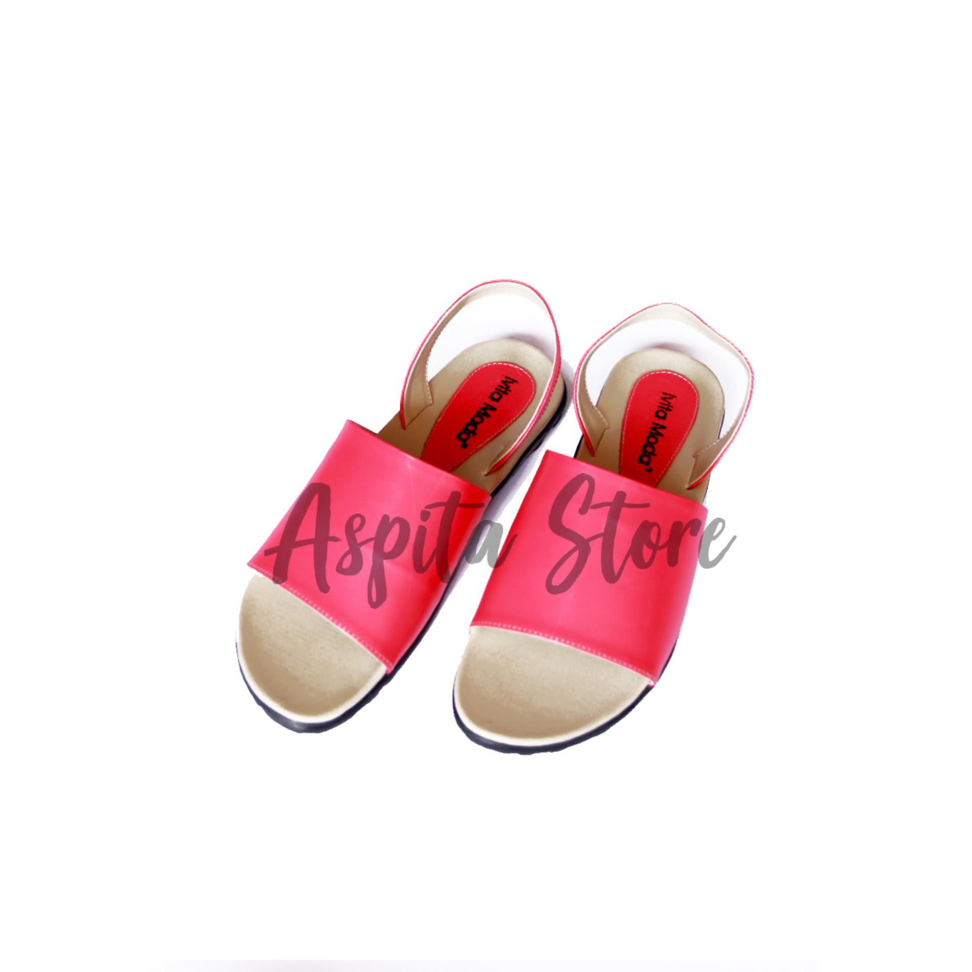 Sandal Kulit Sandal Tali Merah Muda Wanita Trendy Asli Garut Premium Murah - Aspita Store
