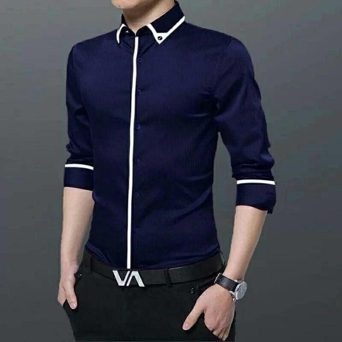 ATASAN CWO KEMEJA TORETO NAVI BAJU PRIA HEM LENGAN PANJANG -
