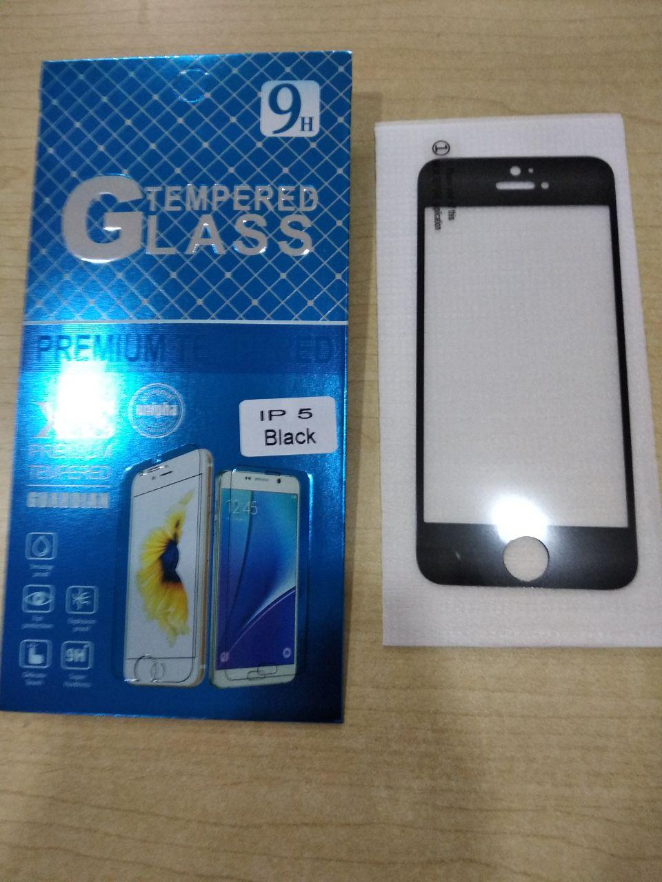 Tempered Glass FULL FRAME Iphone 5 / 5s / 5 SE - Hitam