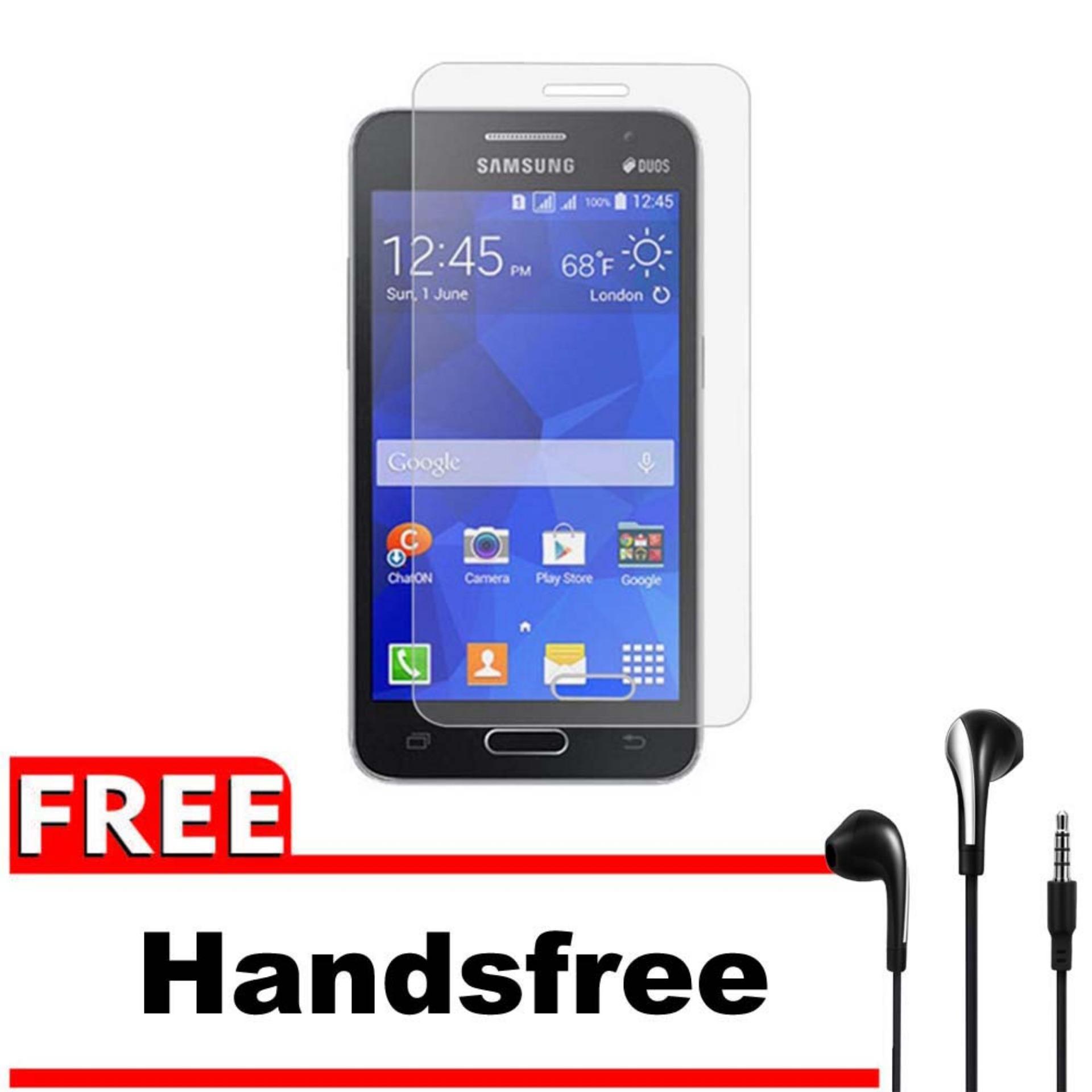 Vn Samsung Galaxy Core Prime / G360 / Duos Tempered Glass 9H Screen Protector 0.32mm + Gratis Free Handsfree Earphone Headset Universal - Bening Transparan
