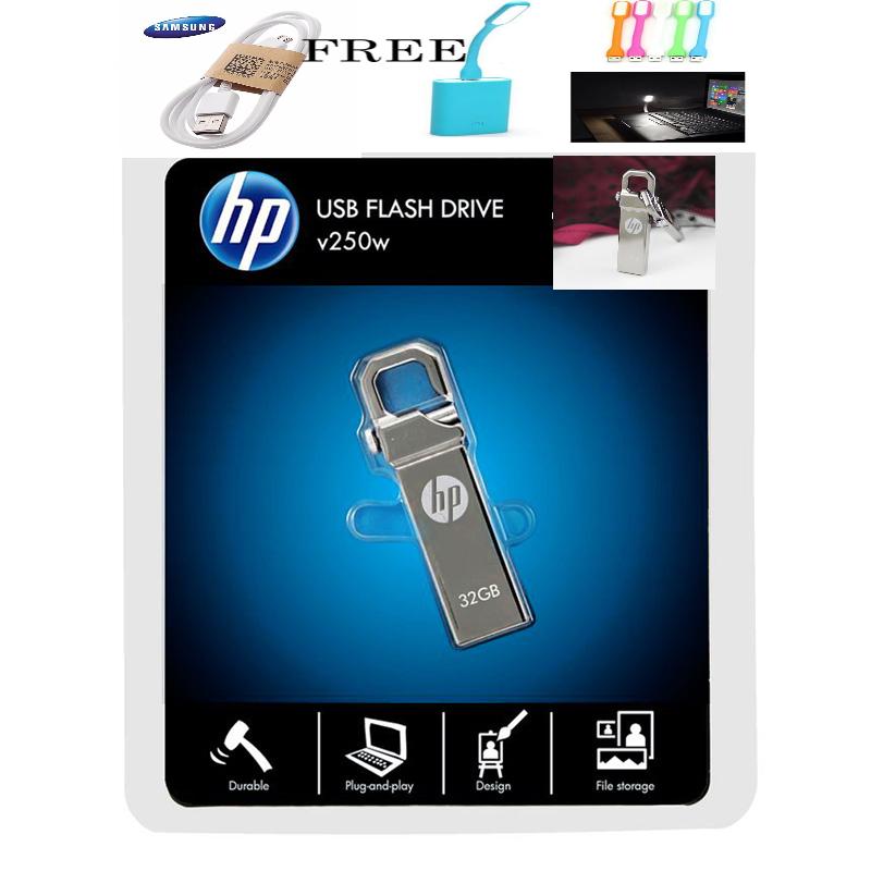NDR-STOR Flashdisk Flash Drive HP 32GB v250w Staniles FREE Kabel Data Dan USB Flas Led
