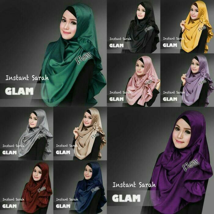 Jilbab/Kerudung Pashmina Instan Satin Velvet untuk PESTA, Sarah Glam