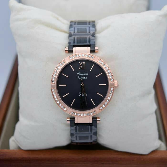 Jam Tangan Rantai Original Wanita Cewek Perempuan Alexandre Christie Original Rantai Stainless Steel Permata Diamond Tanggal Tahan Air Original Terbaru Simple Elegan Mewah Diskon Promo Terlaris Termurah Alexandre Christie AC 2710 Original Rose Gold Murah