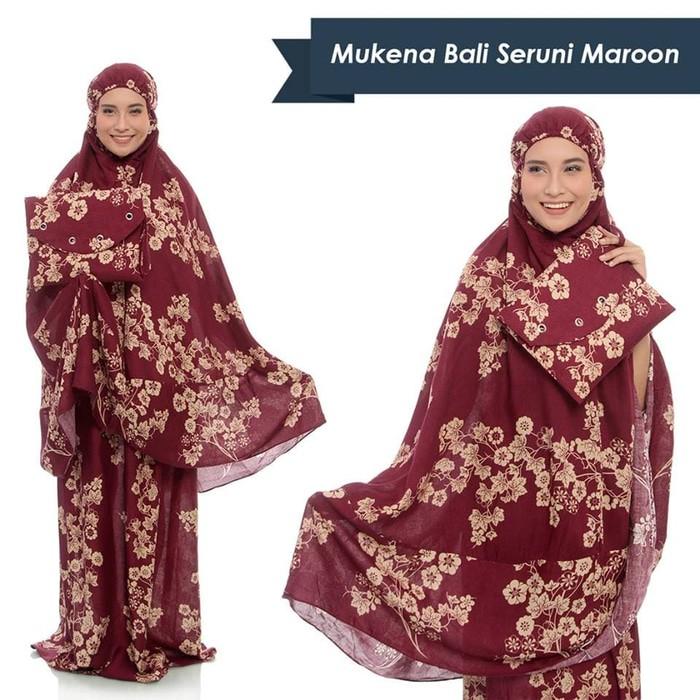 MUKENA BALI SERUNI MAROON TAS DOMPET (DEWASA)