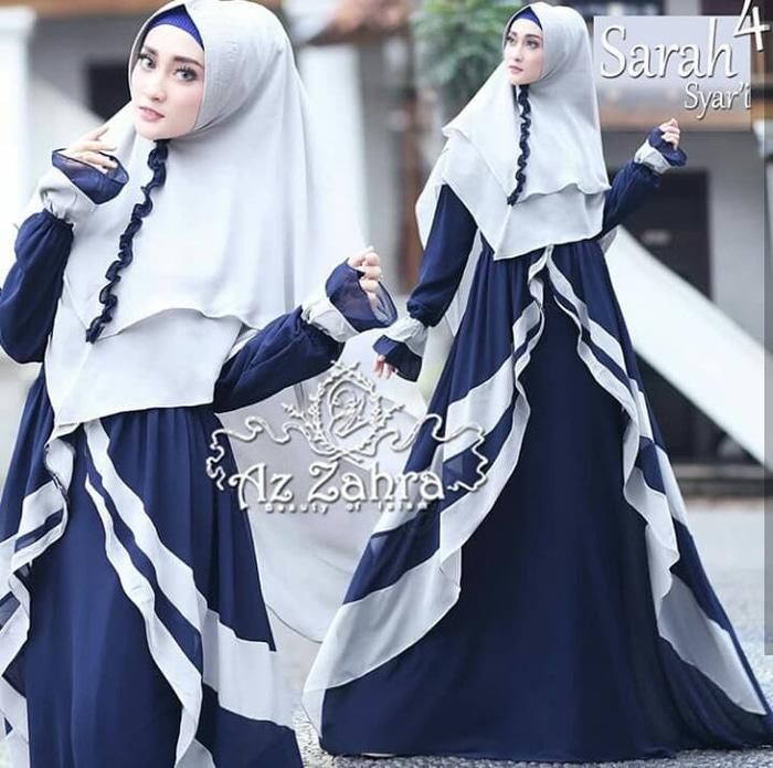 sarah by azzahra az-zahra gamis syari polos 2tone anggun