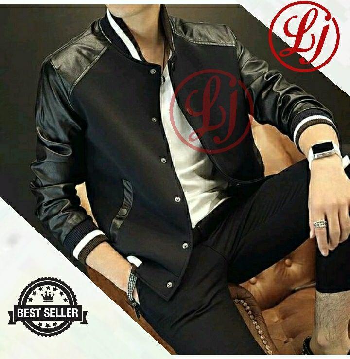 Limited clutch Jaket kulit semi pria/jaket kombinasi baseball/jaket keren/jaket kulit pria