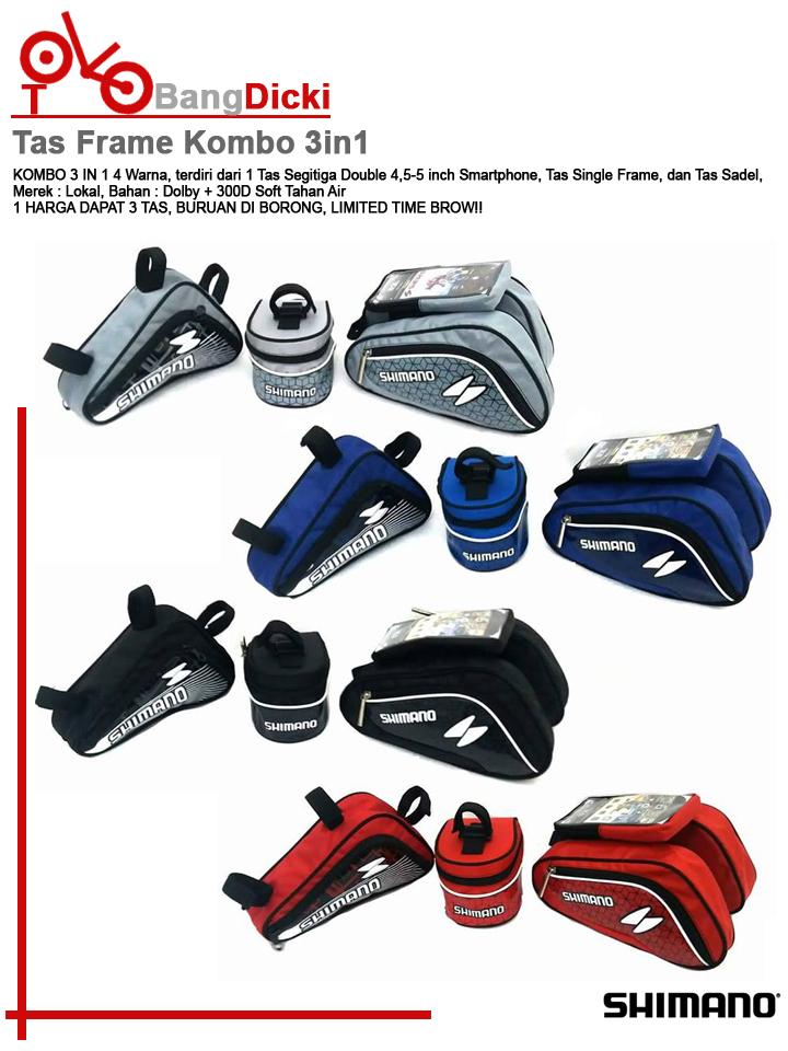 Paket Tas Frame Sepeda Kombo 3in! Segitiga Double, Segitiga Single, Tas Sadel Sepeda