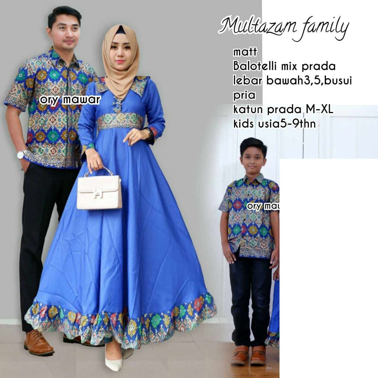 batik keluarga sarimbit multazam ayah+ibu + hem anak 1