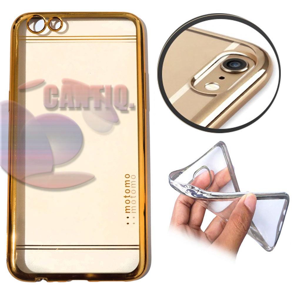 Motomo Chrome Oppo A71 Shining Chrome / Silikon Oppo A71 Shining List Chrome / Ultrahin Oppo A71 List Chrome Gold Jelly Case / Silicone Shinning / Case Oppo A71 / Soft Case / Casing Hp - Gold
