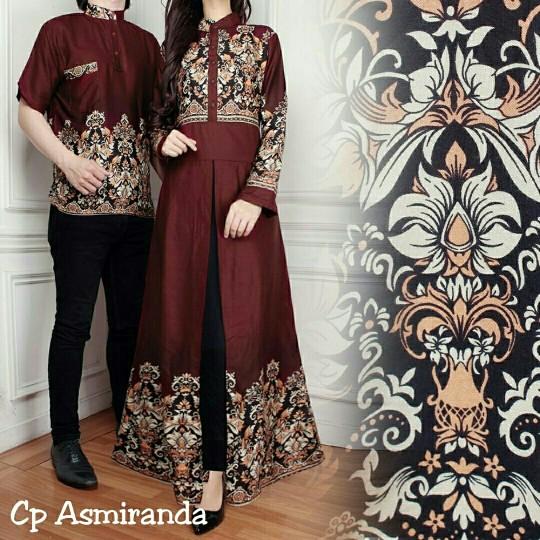 Gamis Syari Baju Batik Couple Family / Baju Batik Keluarga Cp Asmiranda Coklat