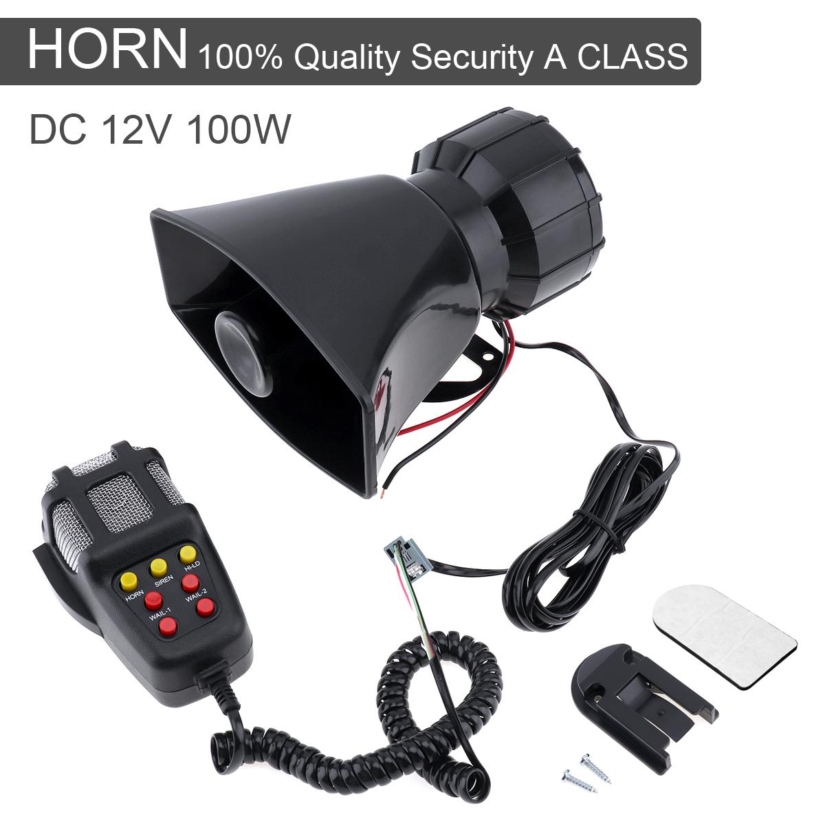 ... 60 Watt Listrik Auto Mobil Tanduk Speaker Dc 12 Vpasang Daftar Source 100W sirene Alarm peringatan