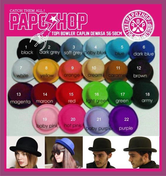 topi Dewasa Bowler Hat Caplin hat Chaplin Fedora Polos Warna Warni