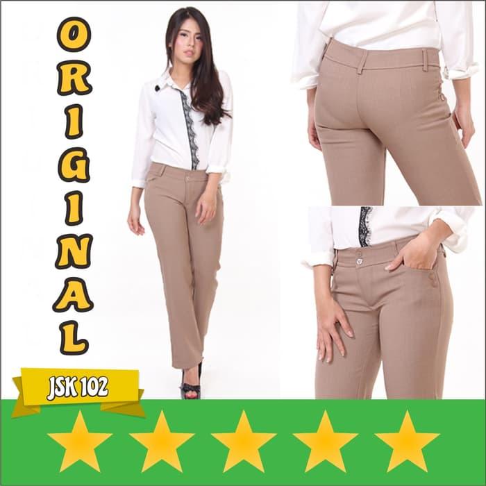 JSK 102 - Celana Kain Panjang Kantor Untuk Wanita Kerja Premium - Krem- S