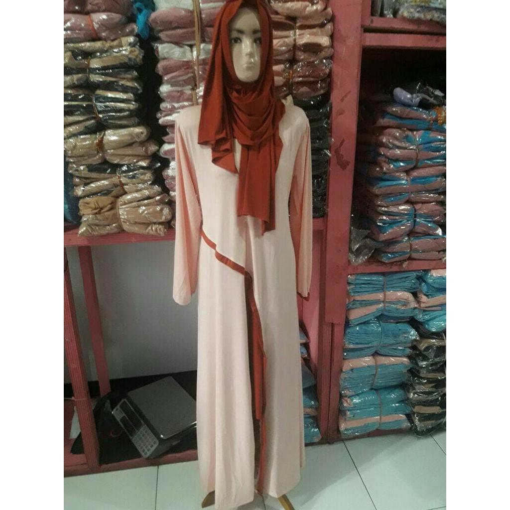 FASHION MUSLIM Gamis Set Cantik Alby Salem Bata ( Modis- Terbaru- Murah )